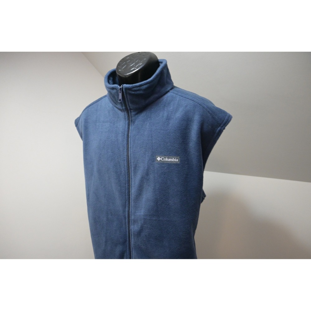 Columbia Fleece Vest Mens XXL Blue Full Zip Sleeveless Jacket Excellent